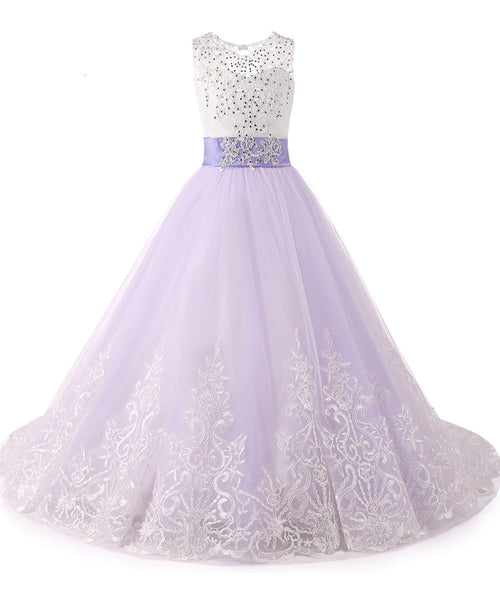 Buy Princess Lilac Long Girls Pageant Dresses Kids Prom Puffy Tulle Ball  Gown Online at desertcartINDIA